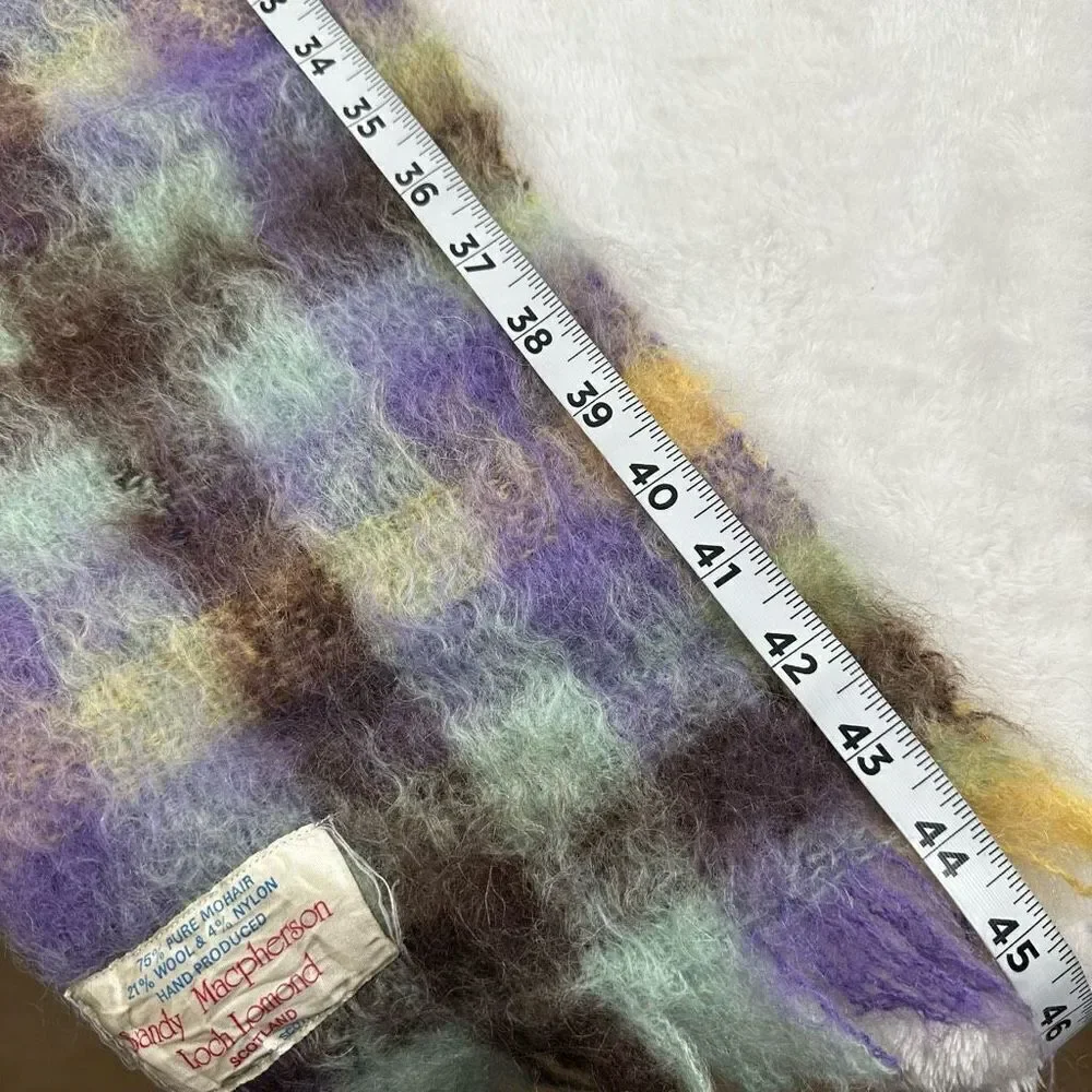 Sandy Macpherson Loch Lomond Women's Scarf Checker‎ Plaid Scottish Mohair Frige
